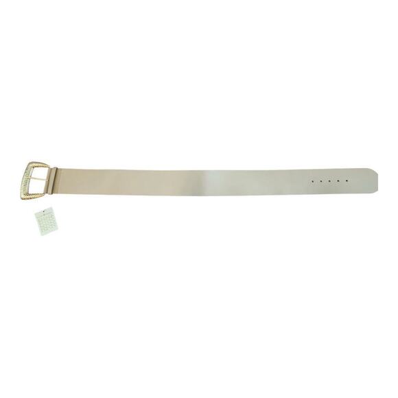 Punto Fibbia taupe women wide belt sz small leather gold buckle made Italy NWT main image 6